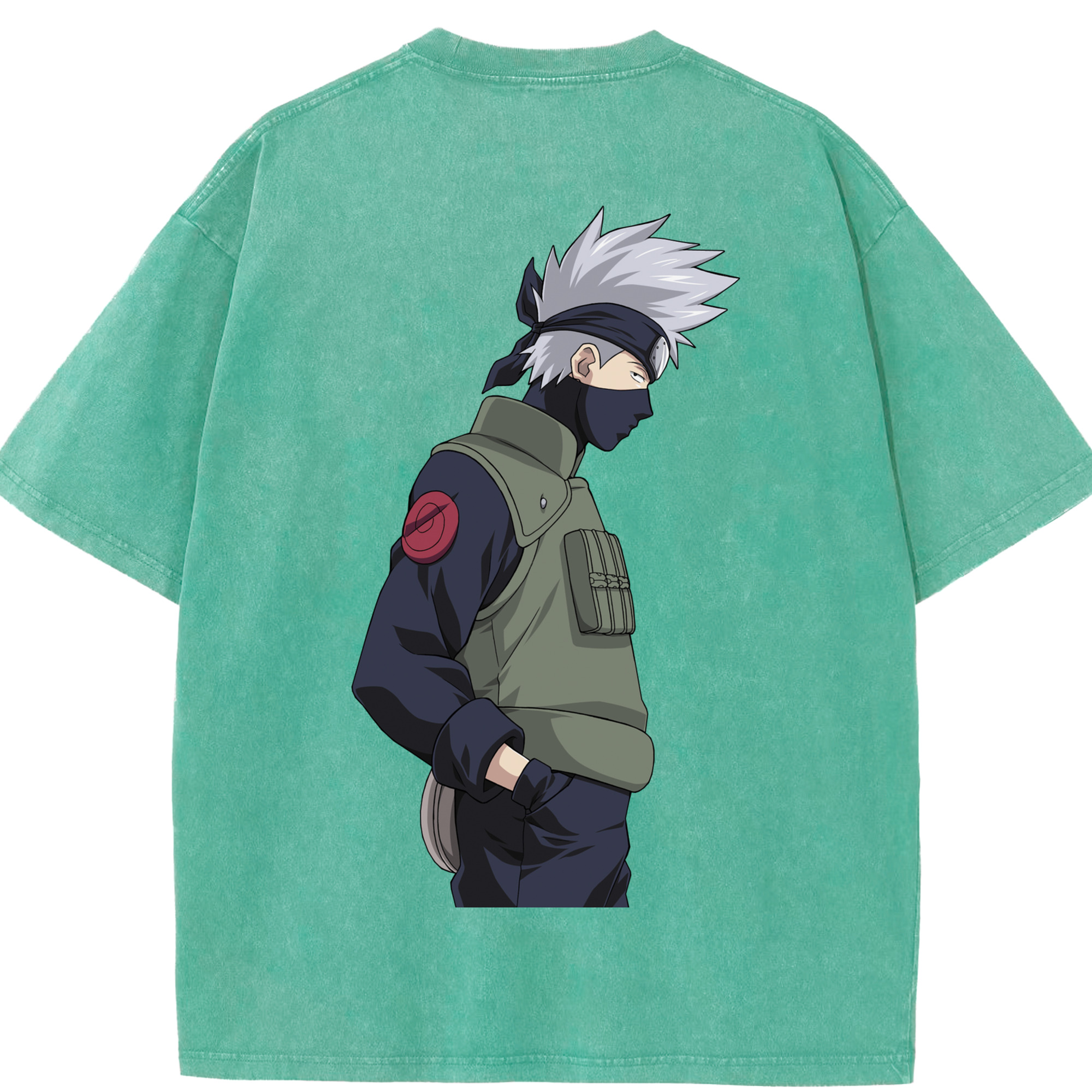 （画像用） NARUTO -ナルト- はたけ カカシ Hatake Kakashi 綿100% ヴィンテージ風 半袖Tシャツ（背面プリント）